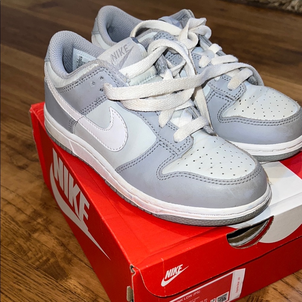 Nike Gray and White Sneakers Iconic Dunk Silhouette